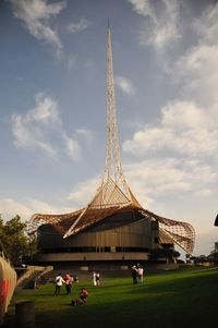 Group of people in front of historical building