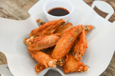 Close-up of food in plate on table