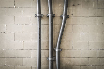 Close-up of pipes against wall