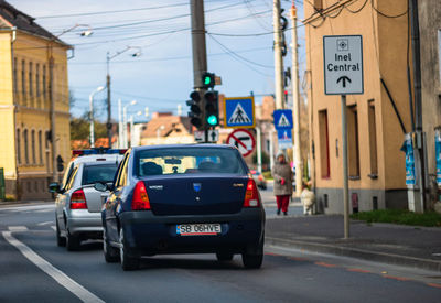 Cars on city street