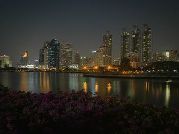 City lit up at night