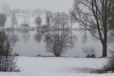 Scenic view of frozen lake during winter