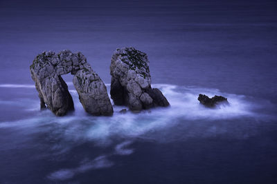 Amazing rock formation in costa quebrada, cantabria, spain