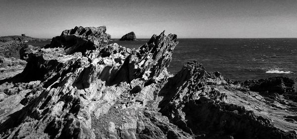 Scenic view of sea against clear sky