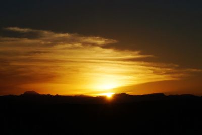 Scenic view of silhouette landscape against sky during sunset