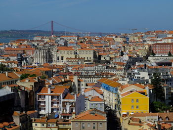 High angle view of townscape against sky