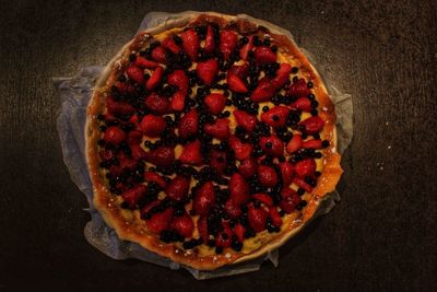 High angle view of strawberry in plate