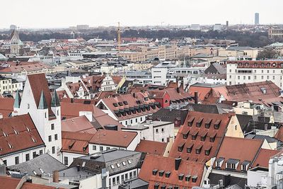 High angle view of buildings in city