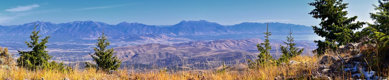 Oquirrh  mountain utah lake panorama views provo, timpanogos, lone and twin peaks. salt lake city