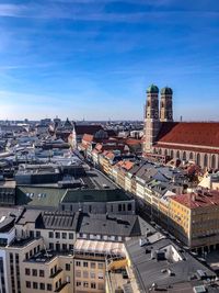 High angle view of buildings in city