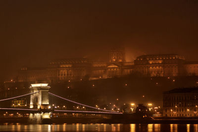 Suspension bridge over river