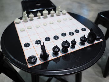 High angle view of chess board