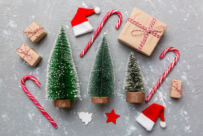 High angle view of christmas decoration on table