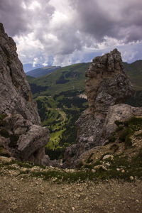 Scenic view of rocky mountains against sky