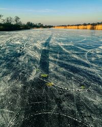 Close-up of frozen lake