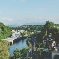 View of town by river