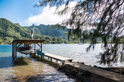 Scenic view of lake against sky