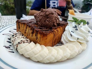 Close-up of dessert in plate on table