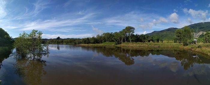 Panoramic view of lake against sky