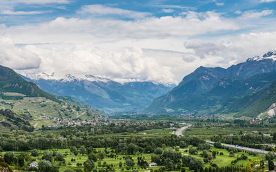 Scenic view of mountains against sky