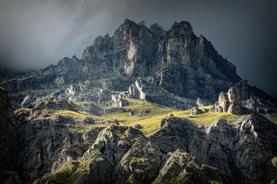 Scenic view of mountain range against sky