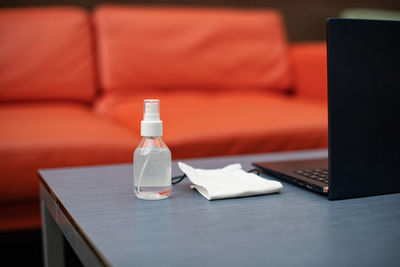 Close-up of laptop on table