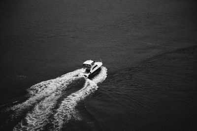 High angle view of boat in sea