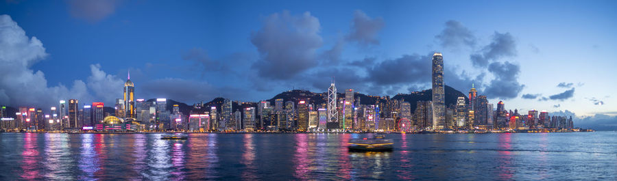 Victoria harbor view at evening, hong kong