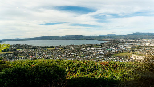 Scenic view of townscape against sky