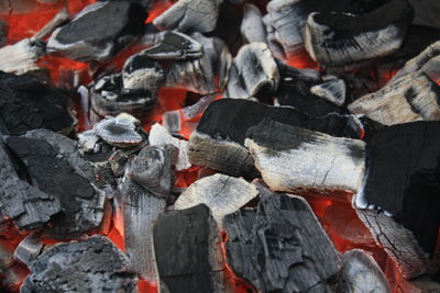 Full frame shot of coal on a grill