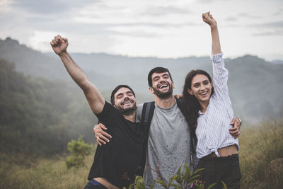 Group of people against the sky