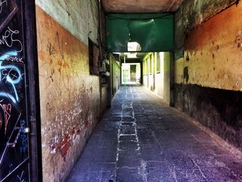 Narrow alley along buildings