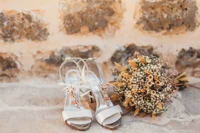 Close-up of shoes on plant