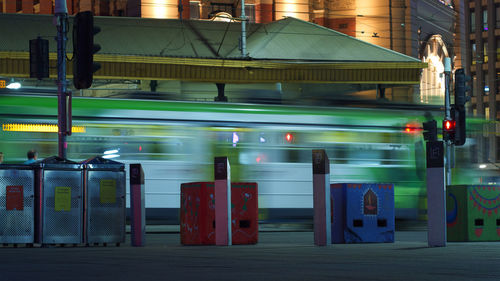 Blurred motion of train at night