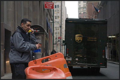 Man working in bus