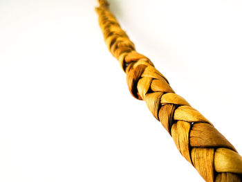 Close-up of yellow rope on white background