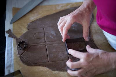 High angle view of man working