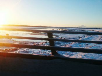 Scenic view of sea against clear sky during sunset