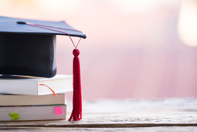 Close-up of open book on table