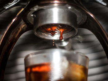 Close-up of beer in glass