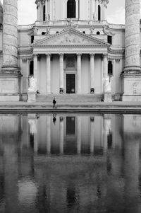 Reflection of buildings in lake