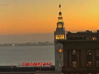 View of building against sky during sunset