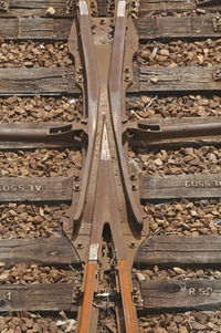 High angle view of railroad tracks