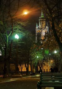 Illuminated street light at night