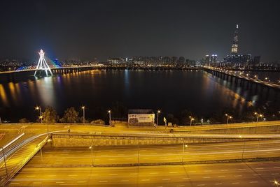 Illuminated city at night