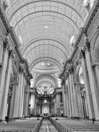 Low angle view of illuminated ceiling of building