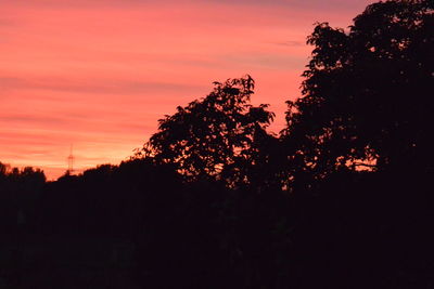 Low angle view of silhouette trees against sky during sunset