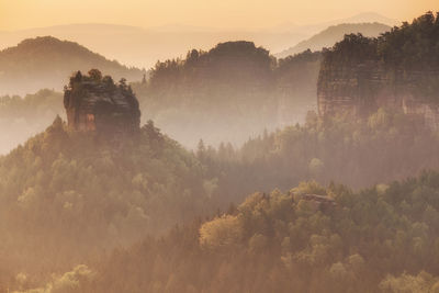 Scenic view of landscape against sky during sunset