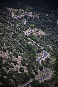 High angle view of winding road on mountain