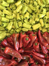 Full frame shot of chili peppers for sale at market